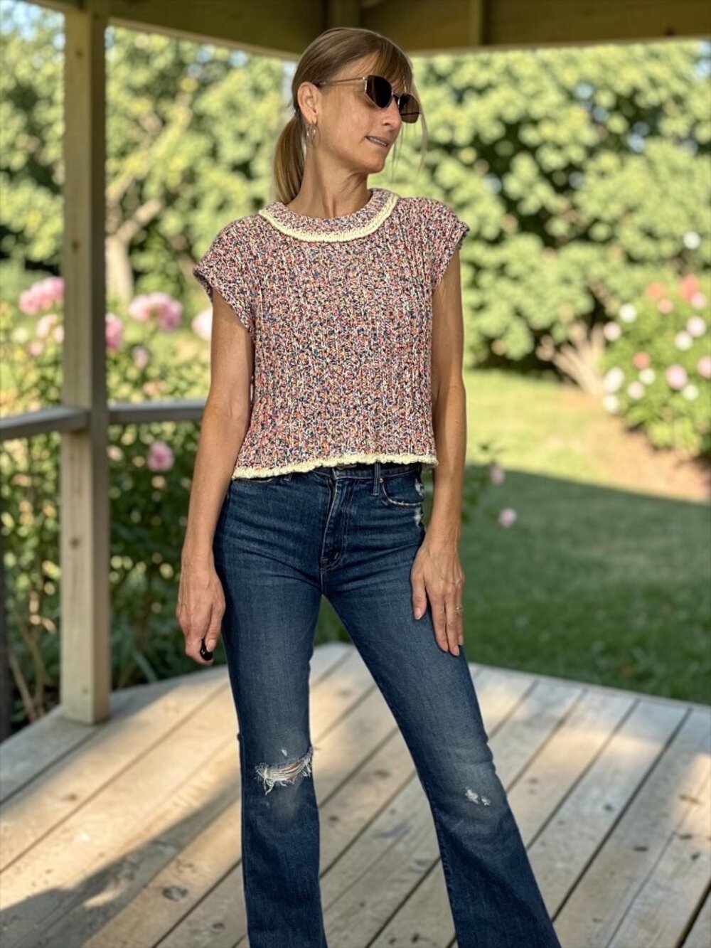 Free People X Revolve Desert Heat Vest Sweater L Rainbow Combo